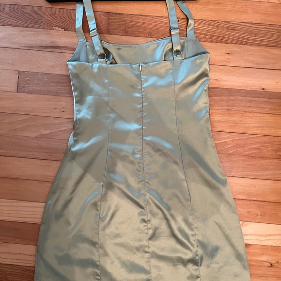 Princess Polly Satin Mini Dress in Sage Green - Picture 2 of 4